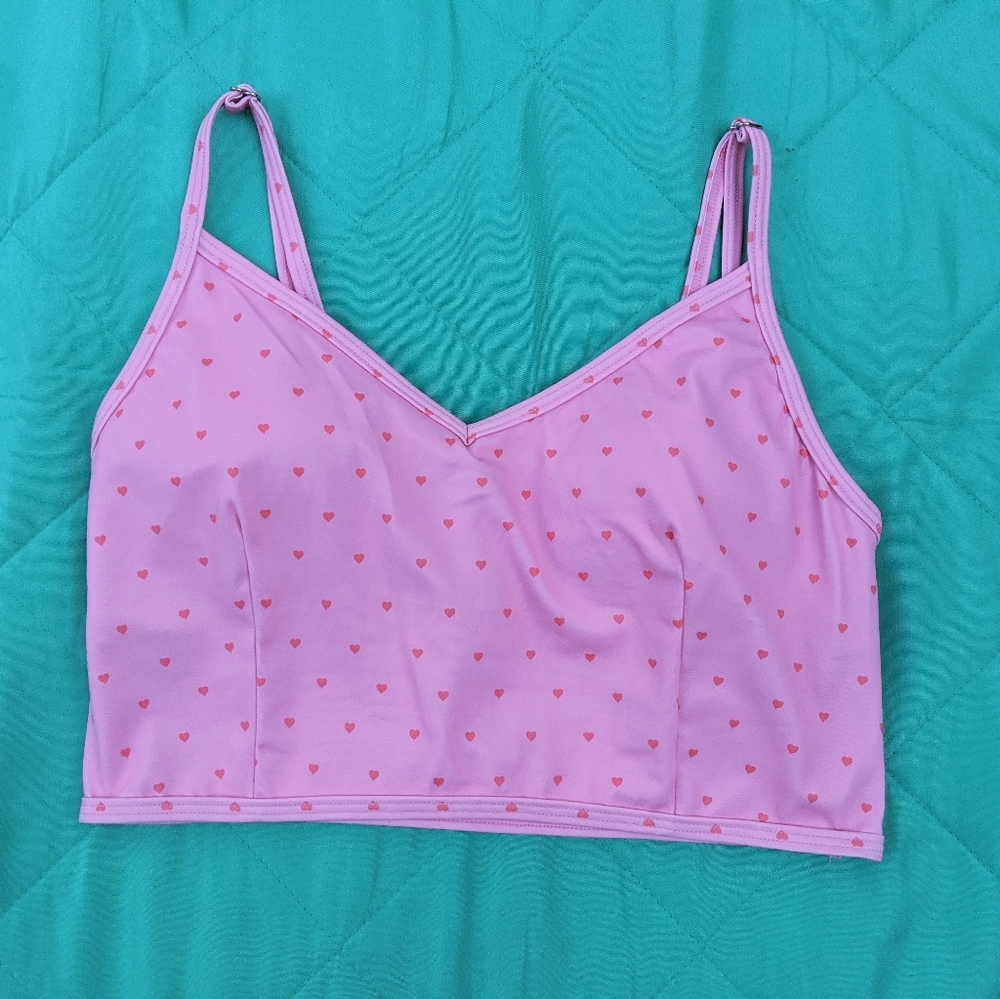 Kortni Jeane V'd Crop Top in Pink Hearts Size S